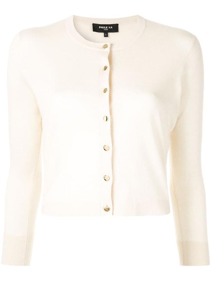 Paule Ka Cropped Knit Cardigan - Yellow