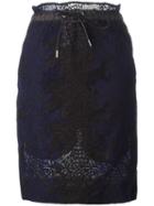 Sacai Drawstring Guipure Skirt, Women's, Size: 2, Blue, Cotton/cupro