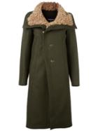 Dsquared2 'hikaru' Coat, Women's, Size: 38, Green, Virgin Wool/polyamide/polyester/sheep Skin/shearling