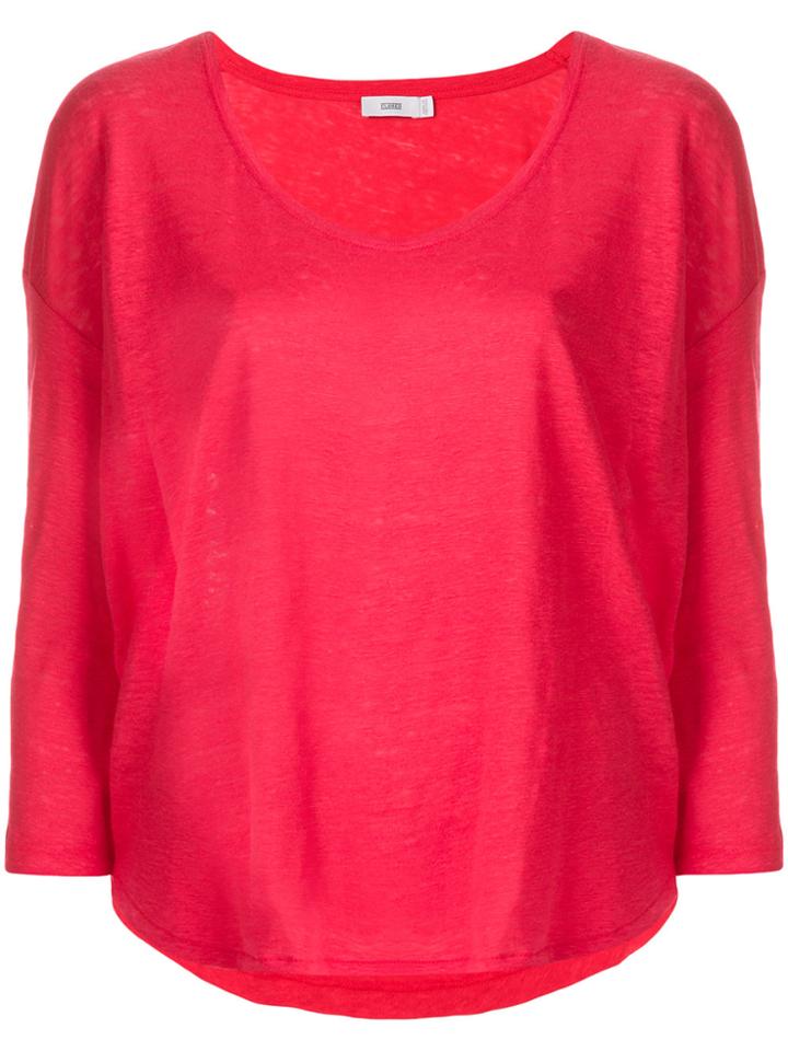 Closed Boat Neck Top - Red