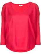 Closed Boat Neck Top - Red