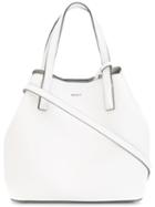 Dkny Logo Plaque Tote Bag, Women's, White, Leather