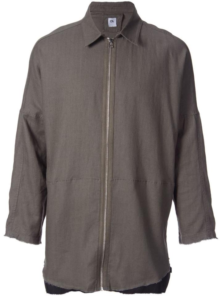 Chapter Zipped-up Shirt, Men's, Size: M, Green, Cotton/hemp