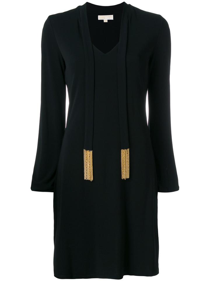Michael Michael Kors V-neck Chain Detail Dress - Black