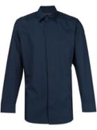 Issey Miyake Men Loose Fit Shirt, Size: 4, Blue, Polyester