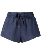 Venroy - Lounge Drawstring Shorts - Women - Linen/flax - L, Blue, Linen/flax