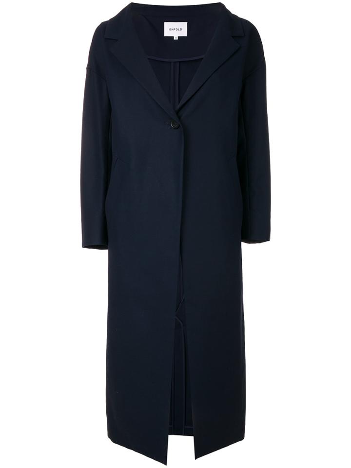 Enföld Button Up Overcoat - Blue