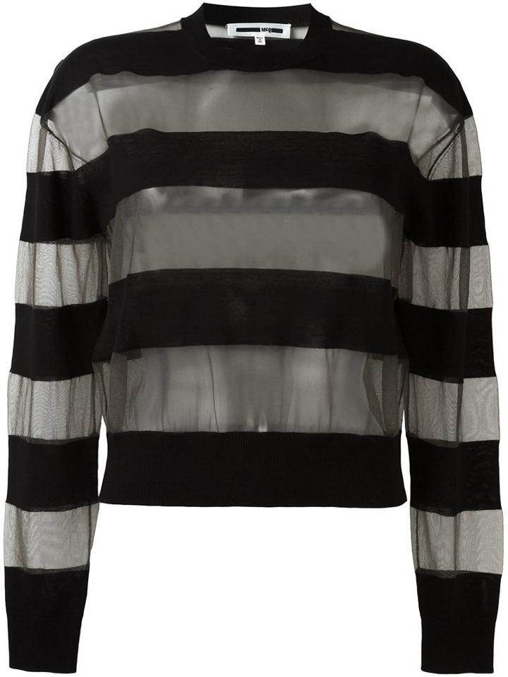 Mcq Alexander Mcqueen 'solid Sheer' Jumper, Women's, Size: Large, Black, Polyamide/wool