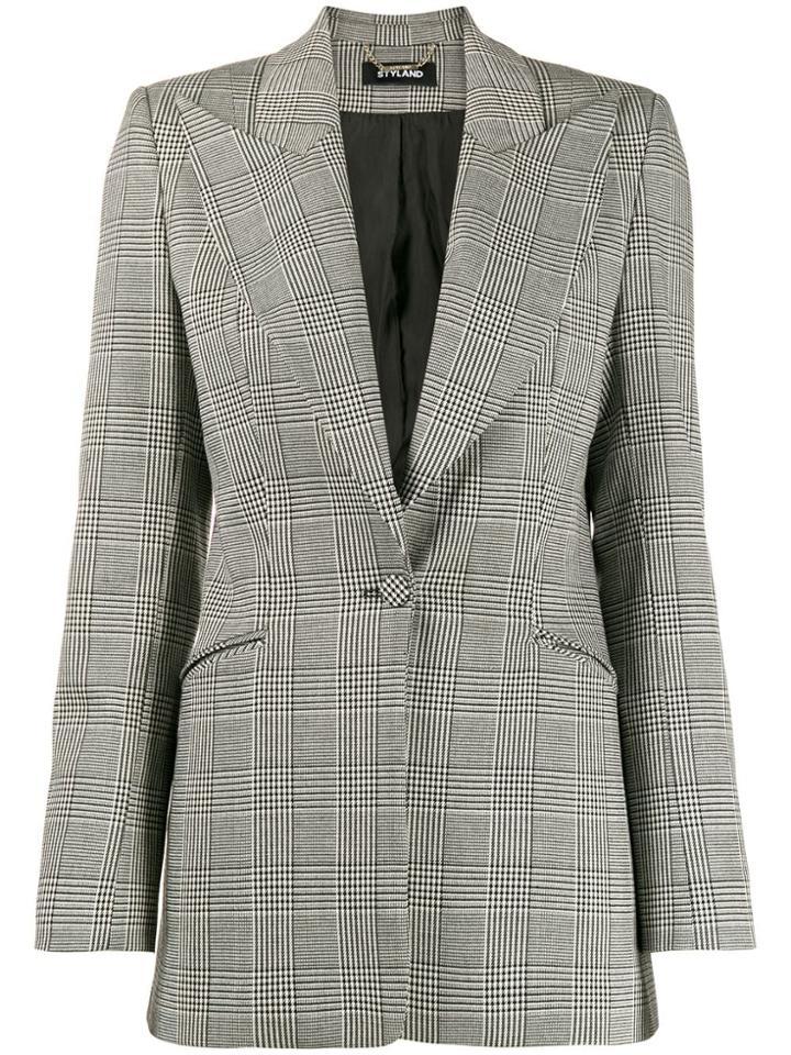 Styland Herringbone Peaked Lapel Blazer - Black
