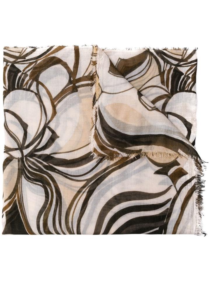 Faliero Sarti Abstract Print Scarf - Neutrals