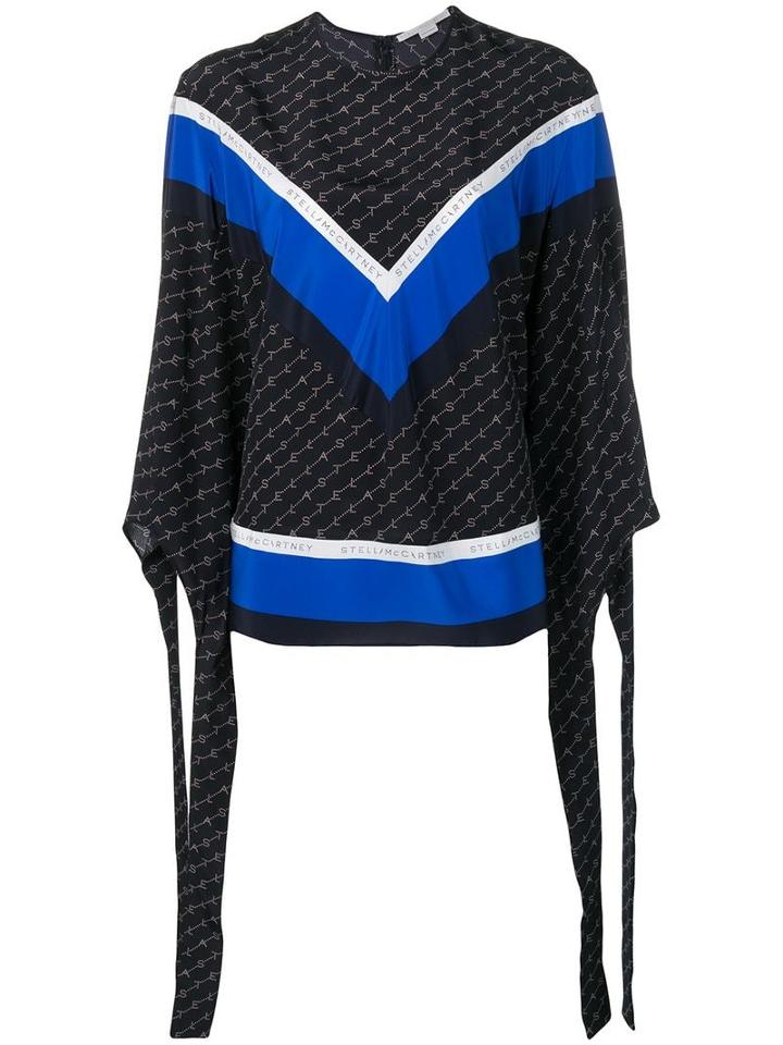 Stella Mccartney Logo Printed Tie-cuff Blouse - Blue