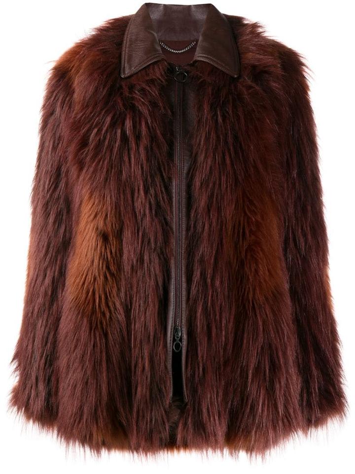 Stella Mccartney Faux Fur Bomber Jacket - Red