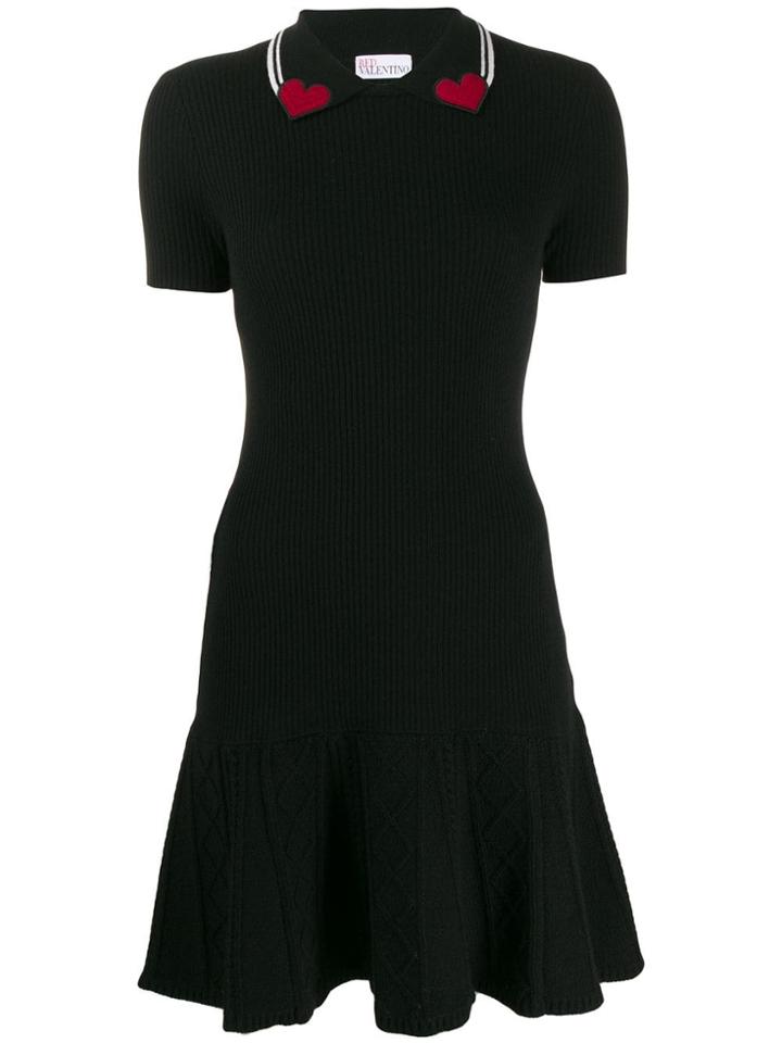 Red Valentino Heart Collar Polo Dress - Black