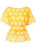 Tory Burch Printed Embroidered Blouse - Yellow