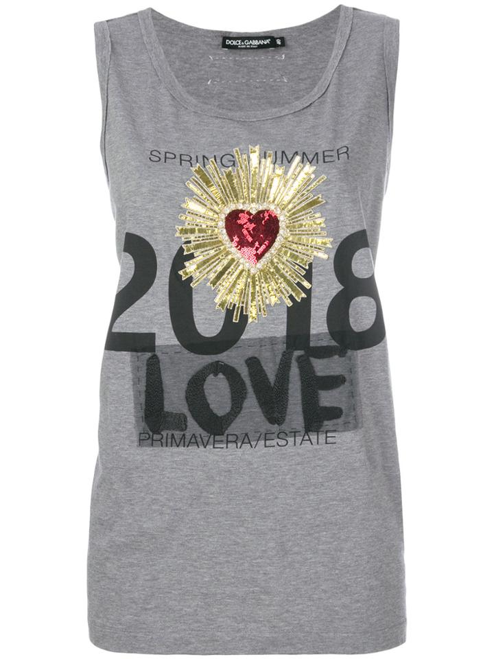 Dolce & Gabbana Heart Crest Vest Top - Grey