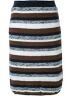 Loveless Striped Knit Skirt, Women's, Brown, Cotton/linen/flax