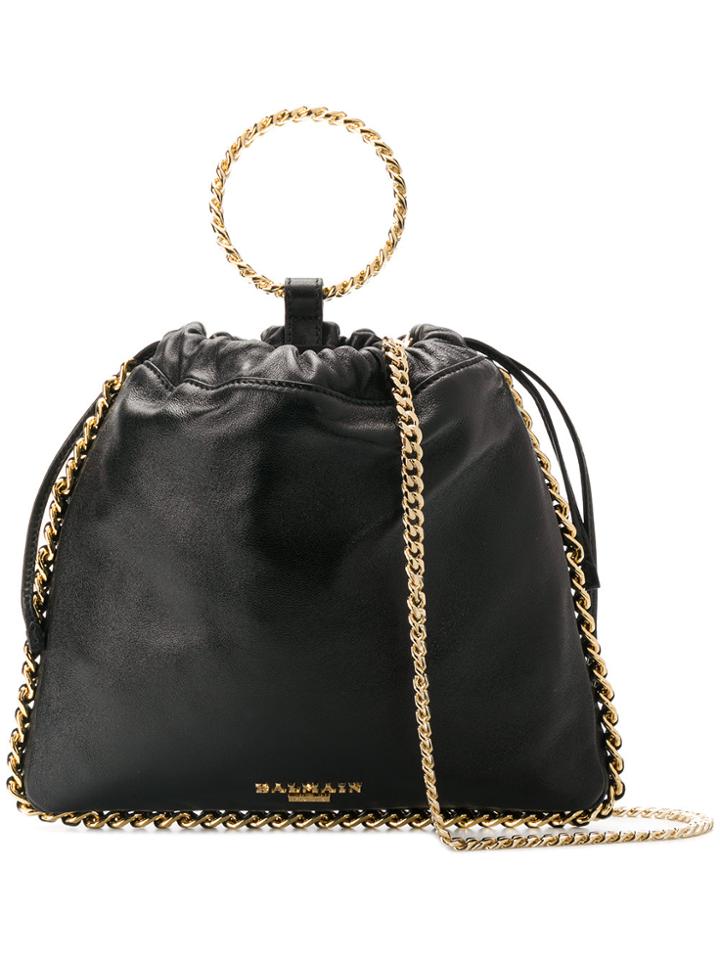 Balmain Chain Trimmed Logo Bag - Black