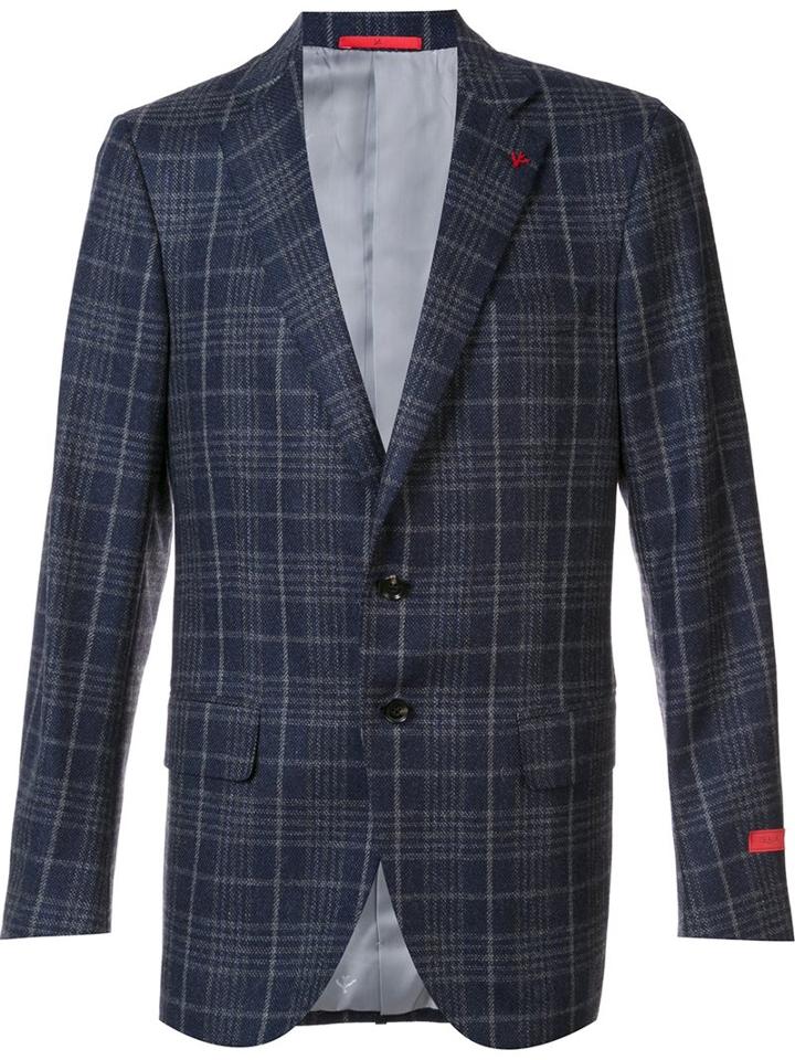 Isaia Plaid Check Blazer