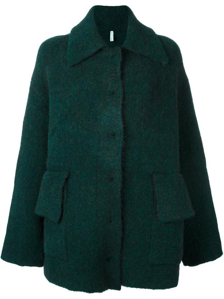 Boboutic Single Breasted Coat, Women's, Size: Small, Green, Polyamide/wool/yak/spandex/elastane