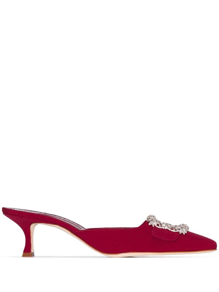 Manolo Blahnik Maysale Jewel Mules - Red