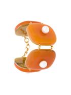 Marni Faux Pearl-embellished Cuff Bracelet - Yellow & Orange