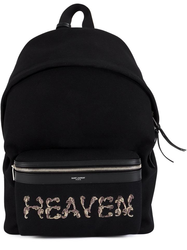 Saint Laurent City Embroidered Backpack - Black