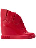 Casadei Pleated Wedge Sneakers - Red