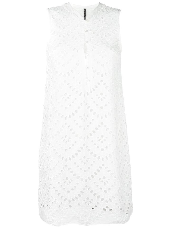 Plein Sud Perforated Detail Dress, Women's, Size: 36, White, Cotton