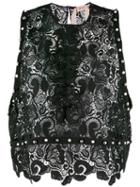 No21 - Macramé Lace Studded Shell Top - Women - Polyester - 42, Women's, Black, Polyester