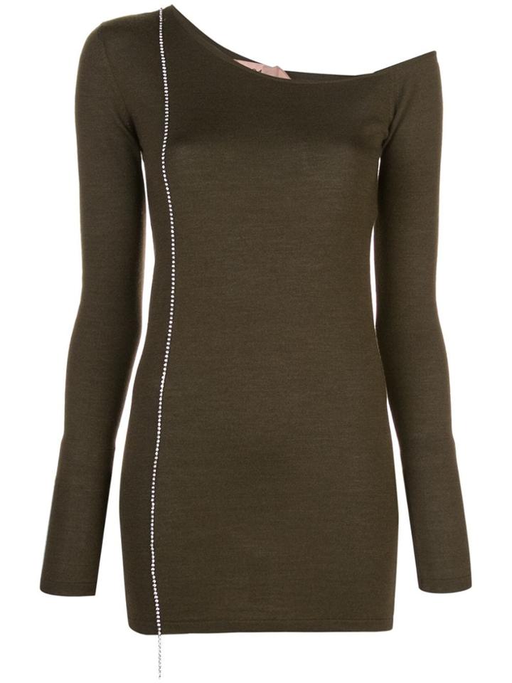 Nº21 Asymmetric Neckline Knit Top - Green