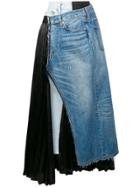 Junya Watanabe Panelled Asymmetric Wrap Skirt - Blue