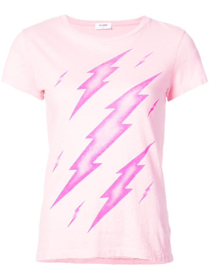 Re/done Bolt Print T-shirt - Pink & Purple
