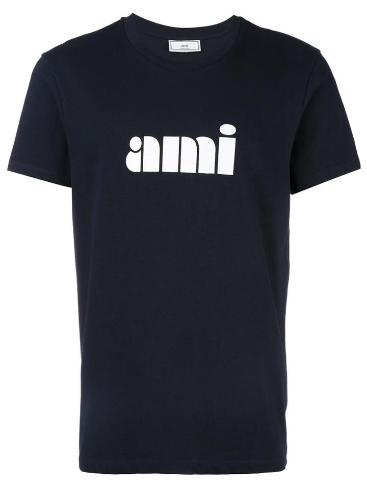 Ami Alexandre Mattiussi Ami Print T-shirt, Men's, Size: Small, Blue, Cotton