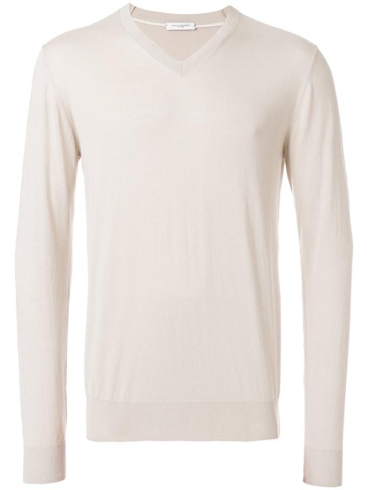 Paolo Pecora V-neck Jumper - Nude & Neutrals