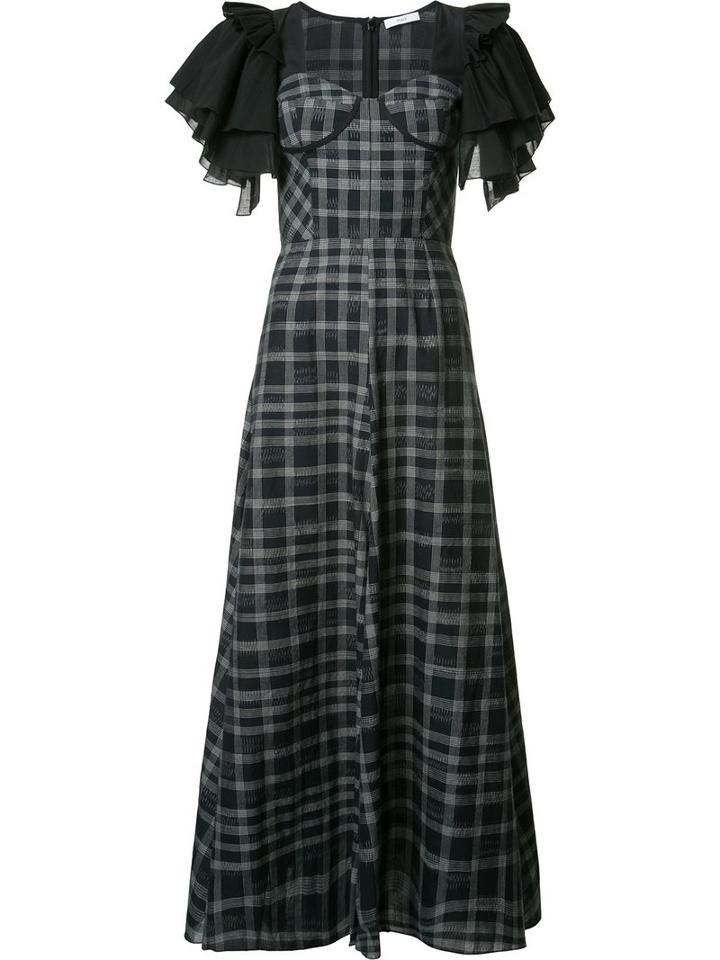 Tome - Long Ruffle Sleeve Dress - Women - Cotton - 6, Black, Cotton