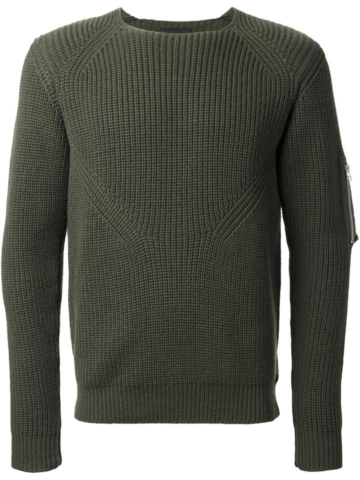 08sircus Sleeve Pocket Jumper, Men's, Size: 5, Green, Wool