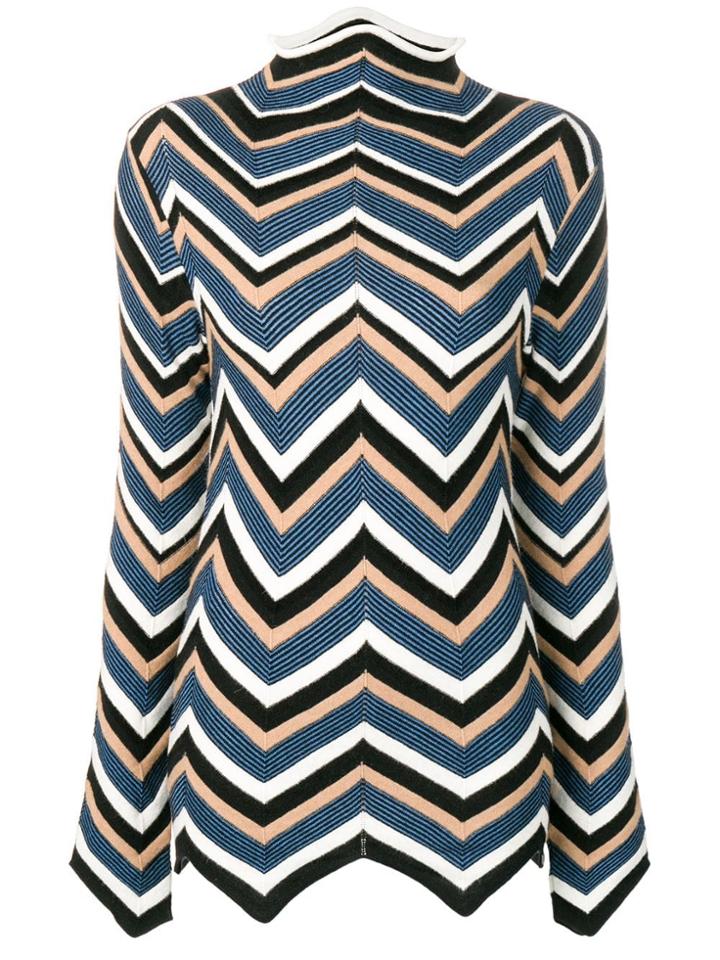Krizia Geometric Striped Sweater - Black