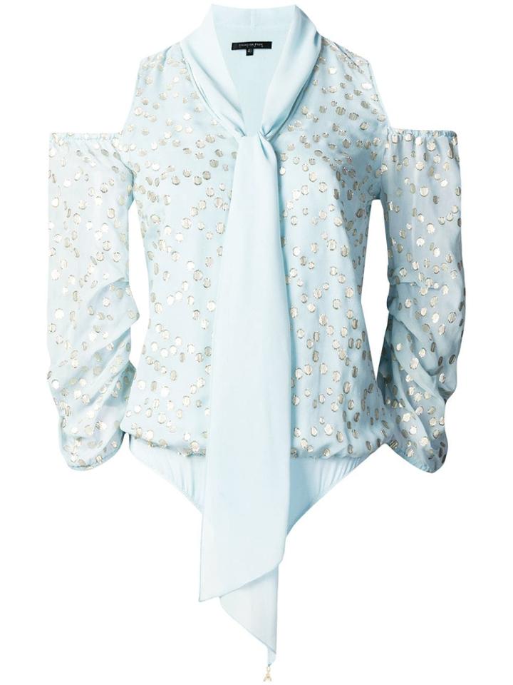 Patrizia Pepe Metallic Polka Dots Bodysuit - Blue