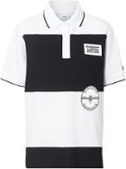 Burberry Logo Appliqué Striped Oversized Polo Shirt - White