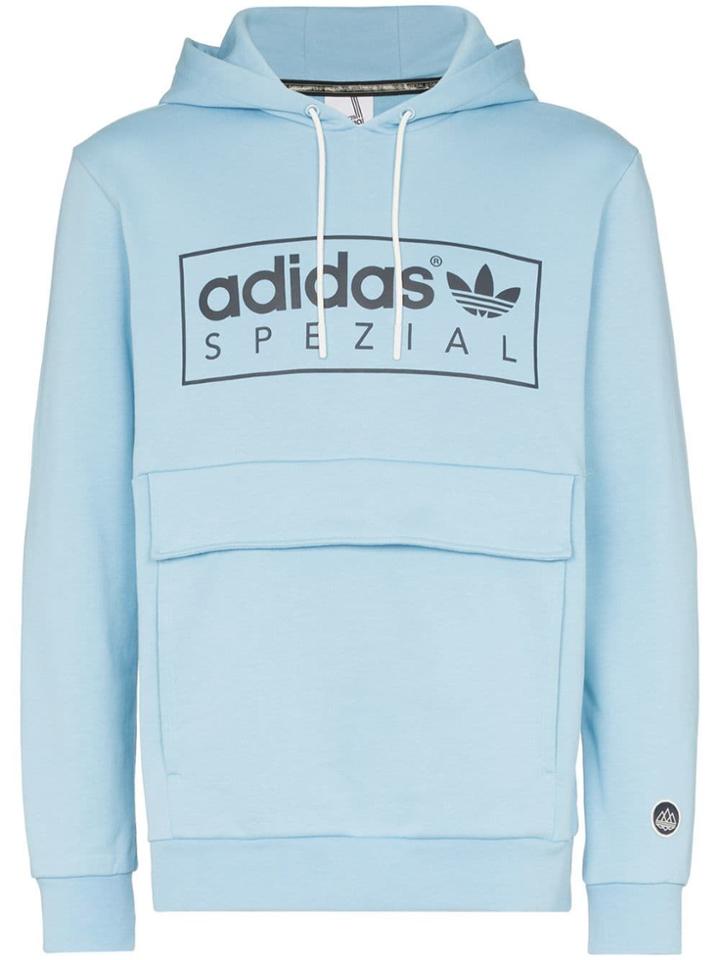 Adidas Spezial Banktop Logo Print Cotton Hoodie - Blue
