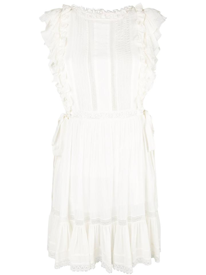 Ulla Johnson Ruffled Front Bib Dress - White