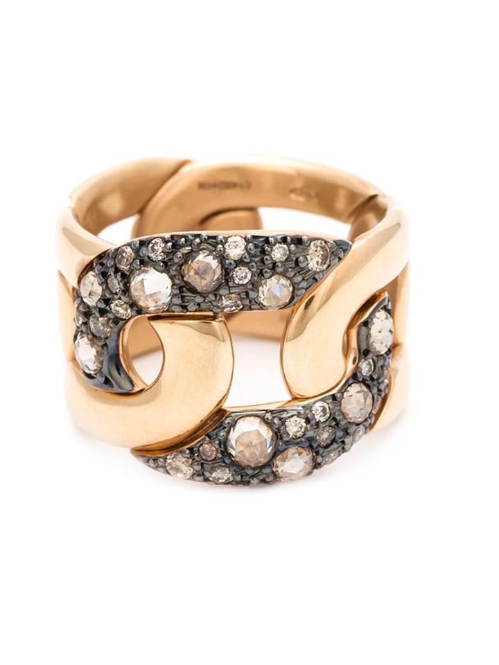 Pomellato Diamond Pavé Chain Ring, Women's, Size: 7, Brown