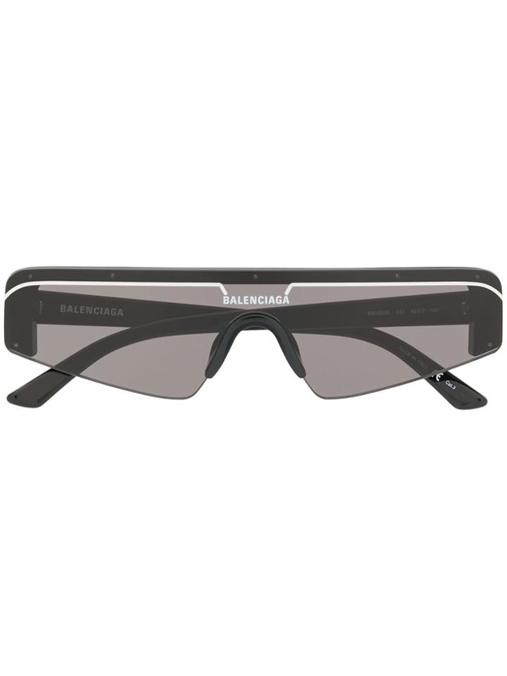 Balenciaga Ski Rectangle Sunglasses - Black