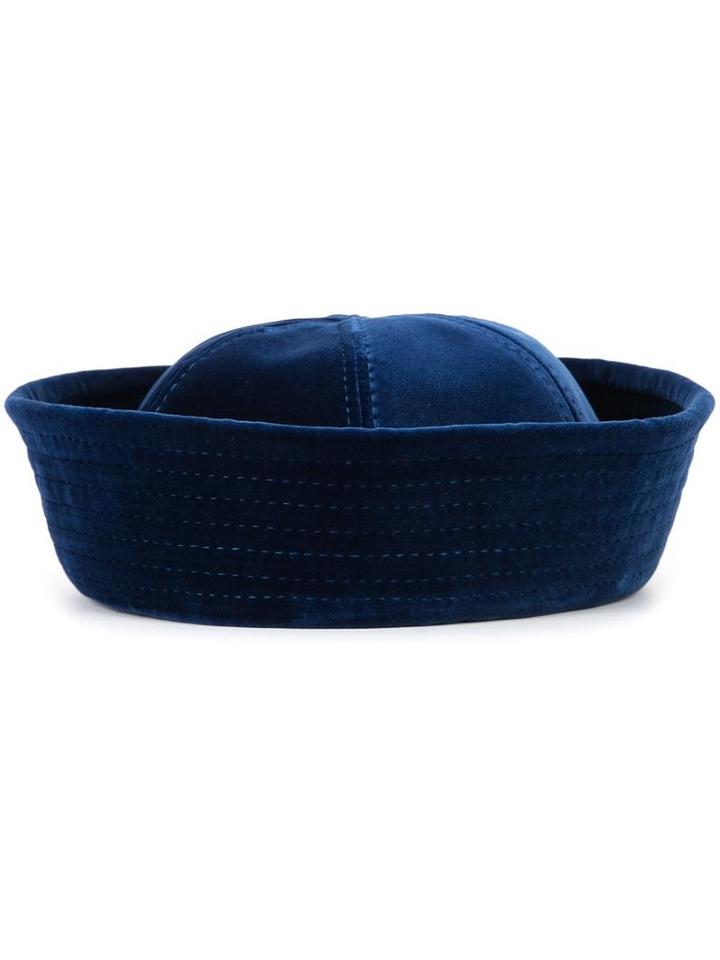 Valas Velvet Panelled Hat, Women's, Blue, Cotton/velvet