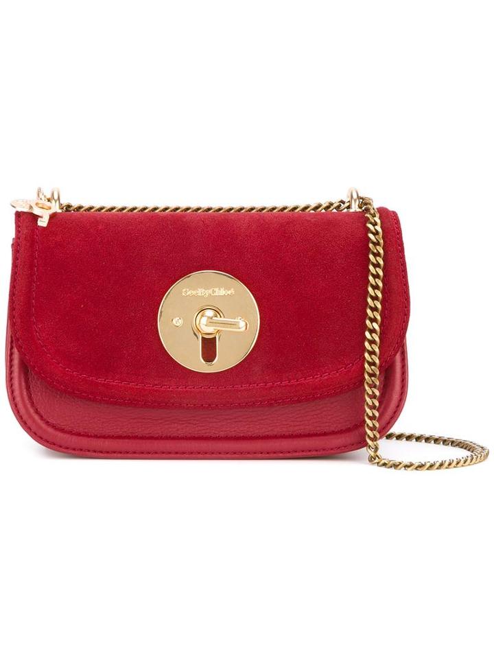 See By Chloé Lois Shoulder Bag, Women's, Red, Leather/suede/cotton