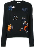 Msgm Cat Patch Sweatshirt, Women's, Size: Xs, Blue, Cotton