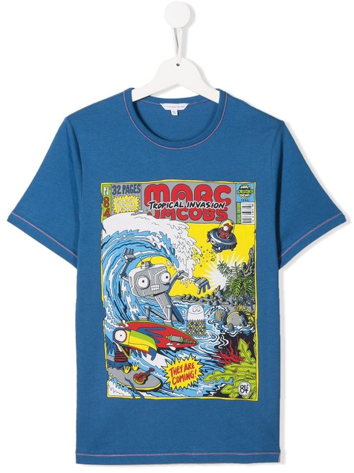 Little Marc Jacobs Teen Tropical Invasion T-shirt - Blue