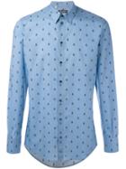 Dolce & Gabbana Bee Print Shirt, Size: 38, Blue, Cotton