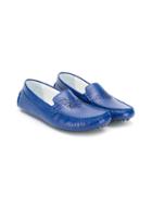Emporio Armani Kids Embroidered Logo Loafers - Blue