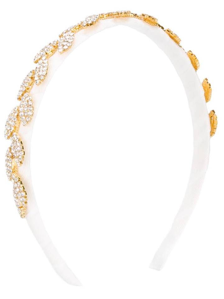 David Charles Kids Crystal Leaves Embellished Hair Band, Girl's, White